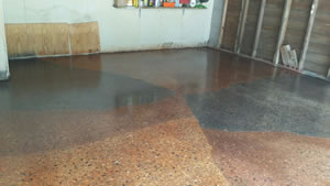 After: Garage application of Polished Concrete with different colors