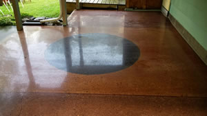 After: Pattio was transformed by the Polished Concrete floor, with a circular design and multiple colors. Gorgeous!